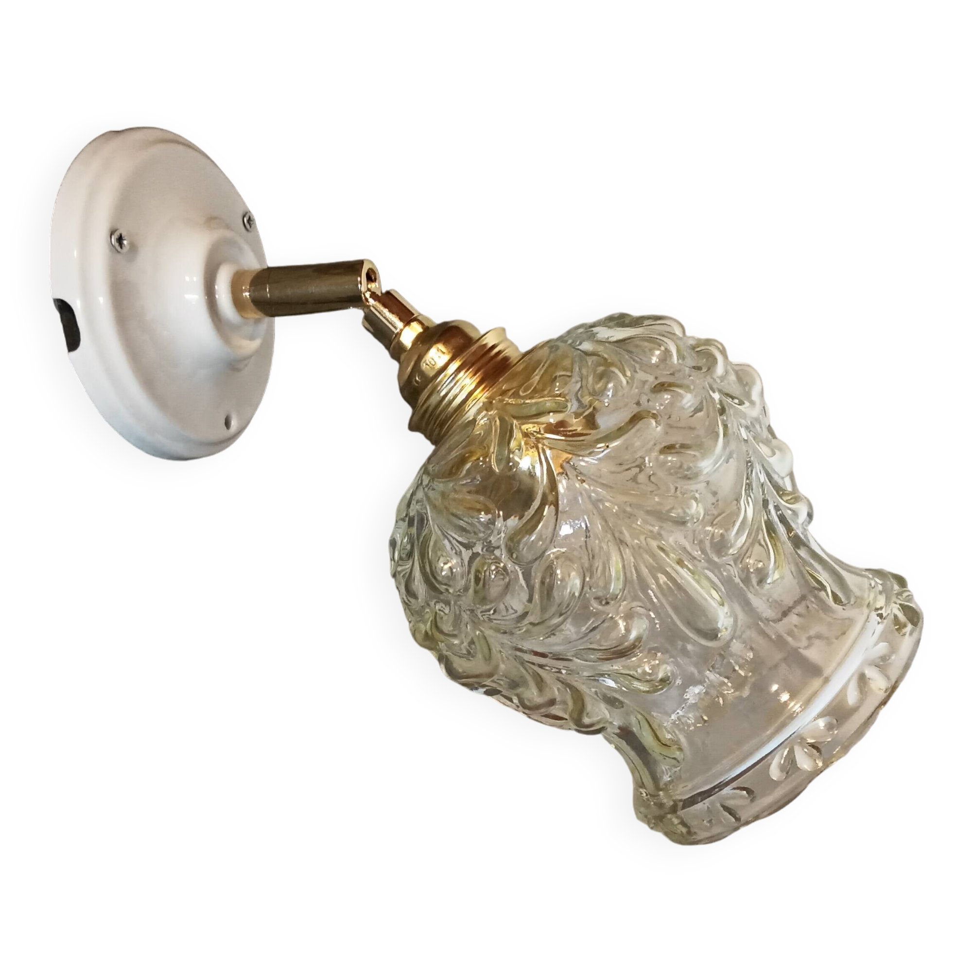 Vintage molded glass wall light