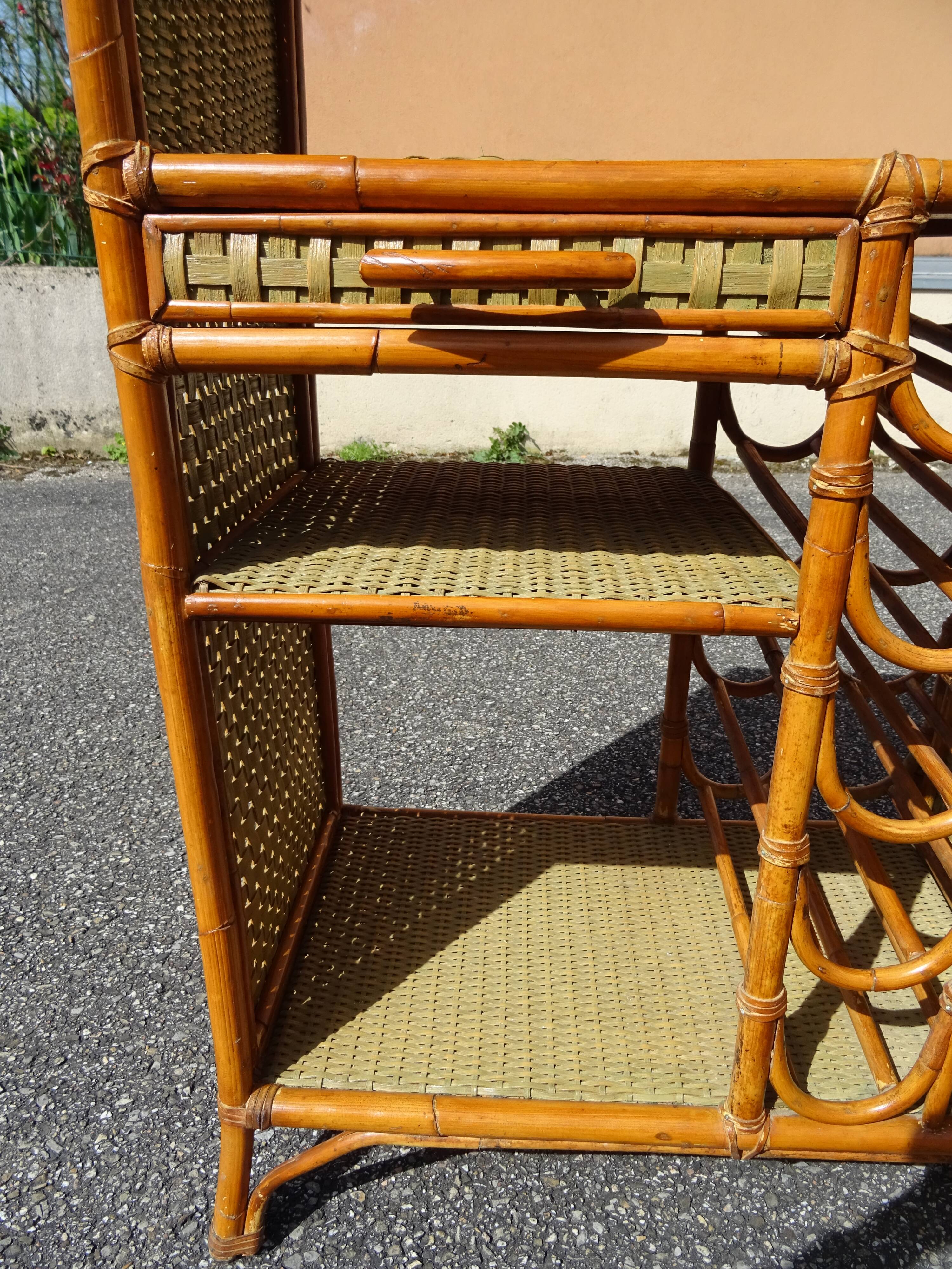 Vintage rattan bar cabinet from the 60s/70s