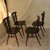 Set of 4 ercol english fleur-de-lis chairs 1960