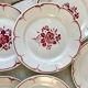 set of 7 flat plates FB Badonviller pinks years 30-40