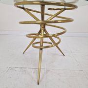 Elegant Italian Mid-Century Side Table with Sculptural Brass Base, 1970's