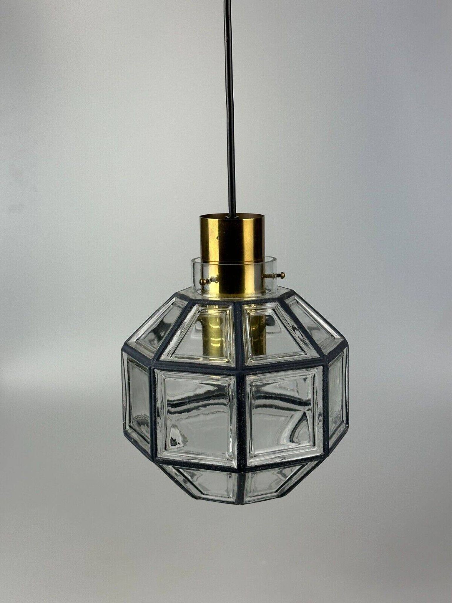 60s 70s hanging lamp by Limburg Leuchten Germany glass brass Space Age