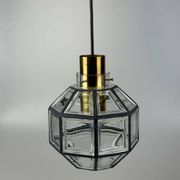 60s 70s hanging lamp by Limburg Leuchten Germany glass brass Space Age