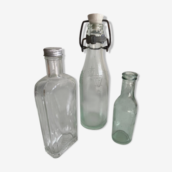 Set of 3 small old bottles