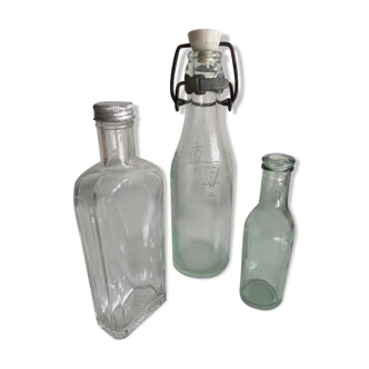 Set of 3 small old bottles