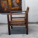 Wooden and rope armchair