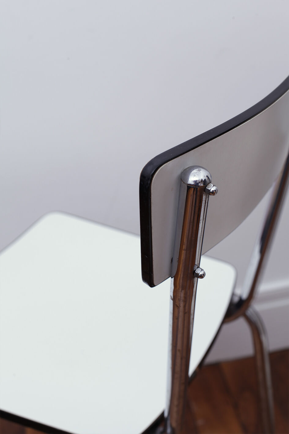 White and black formica chair 70s