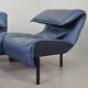 Vico Magistretti Canapé 3 places flexible Cassina en cuir bleu « Veranda », Italie