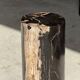 Small side table in black petrified wood with stripes and beige sides H28 D18.