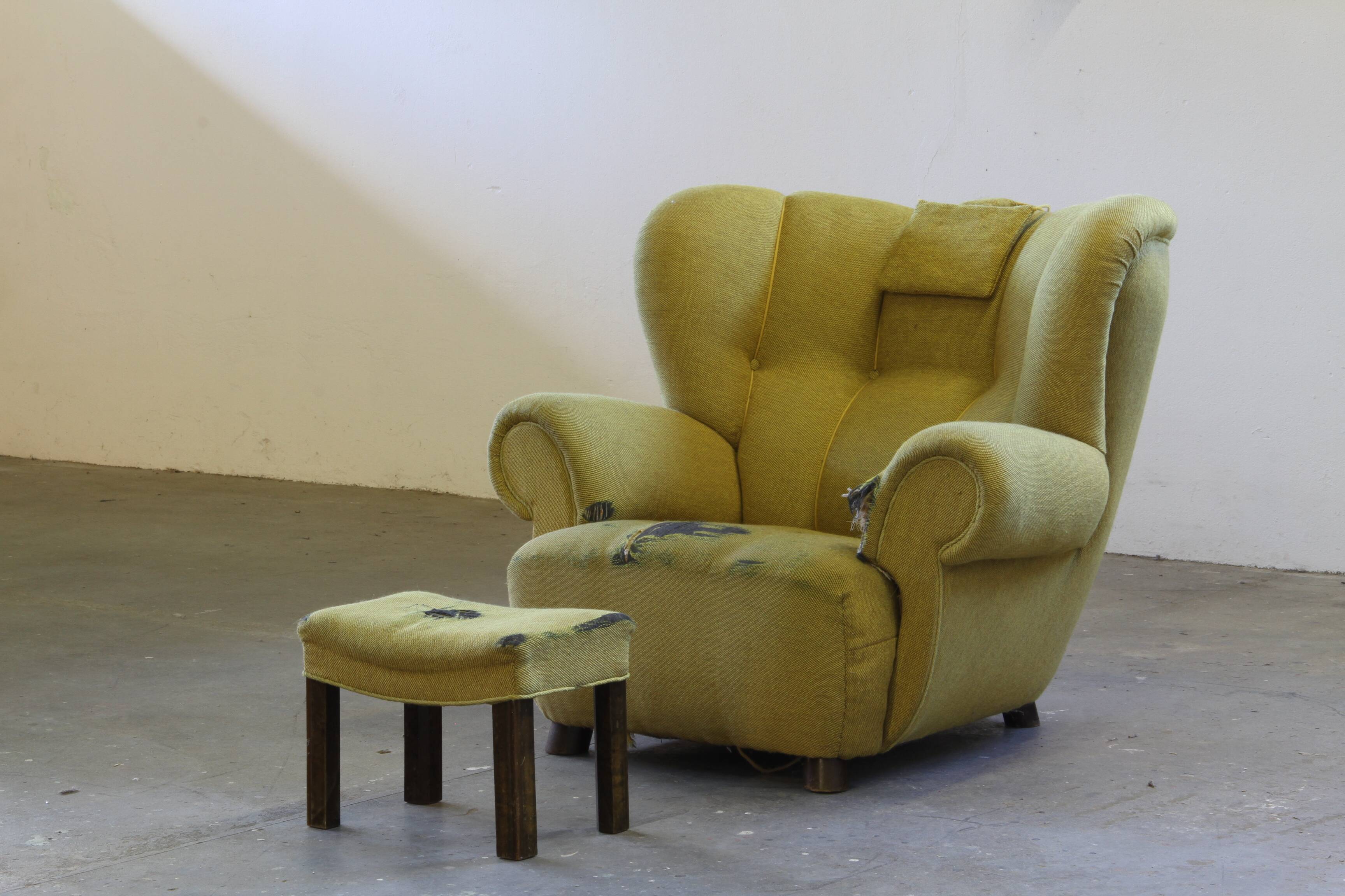 Vintage iconic large upholstered lounge / easy chair from Denmark 1930s