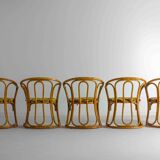 Funky set of five 60s bamboo chairs