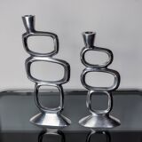 Pair of circle candlesticks by Matthew Hilton, England, 1980