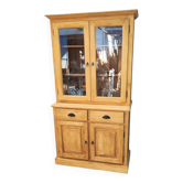 Two-body china cabinet in waxed pine
