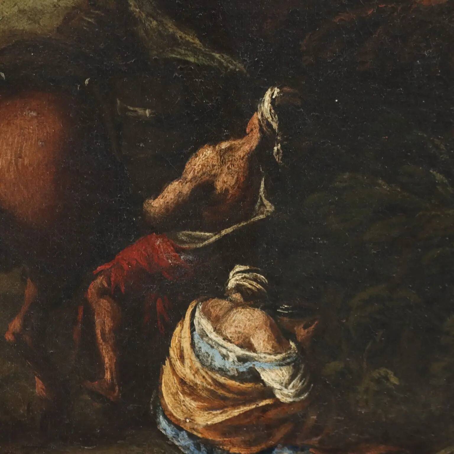 Ancient painting on a religious subject, miracle of Moses, 17th-18th century.