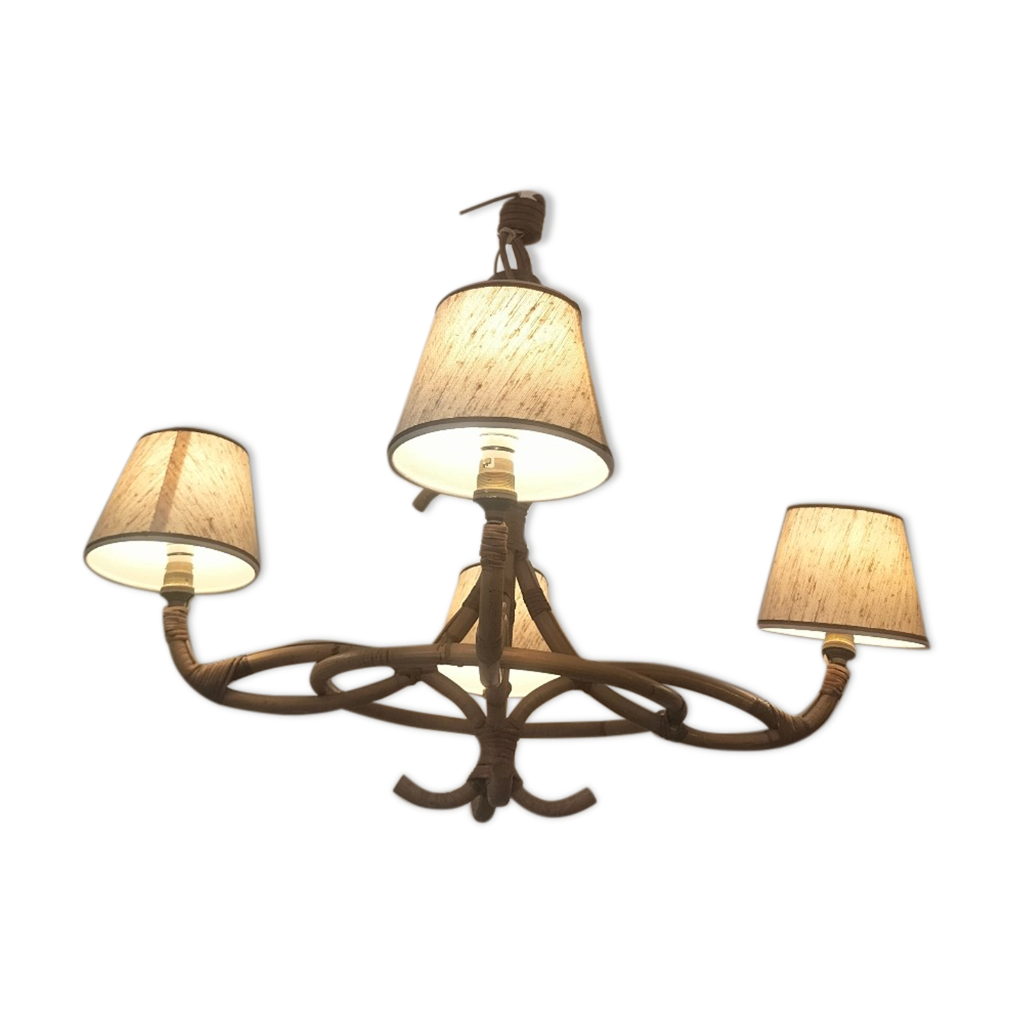 Rattan chandelier year 1960