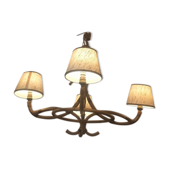 Rattan chandelier year 1960