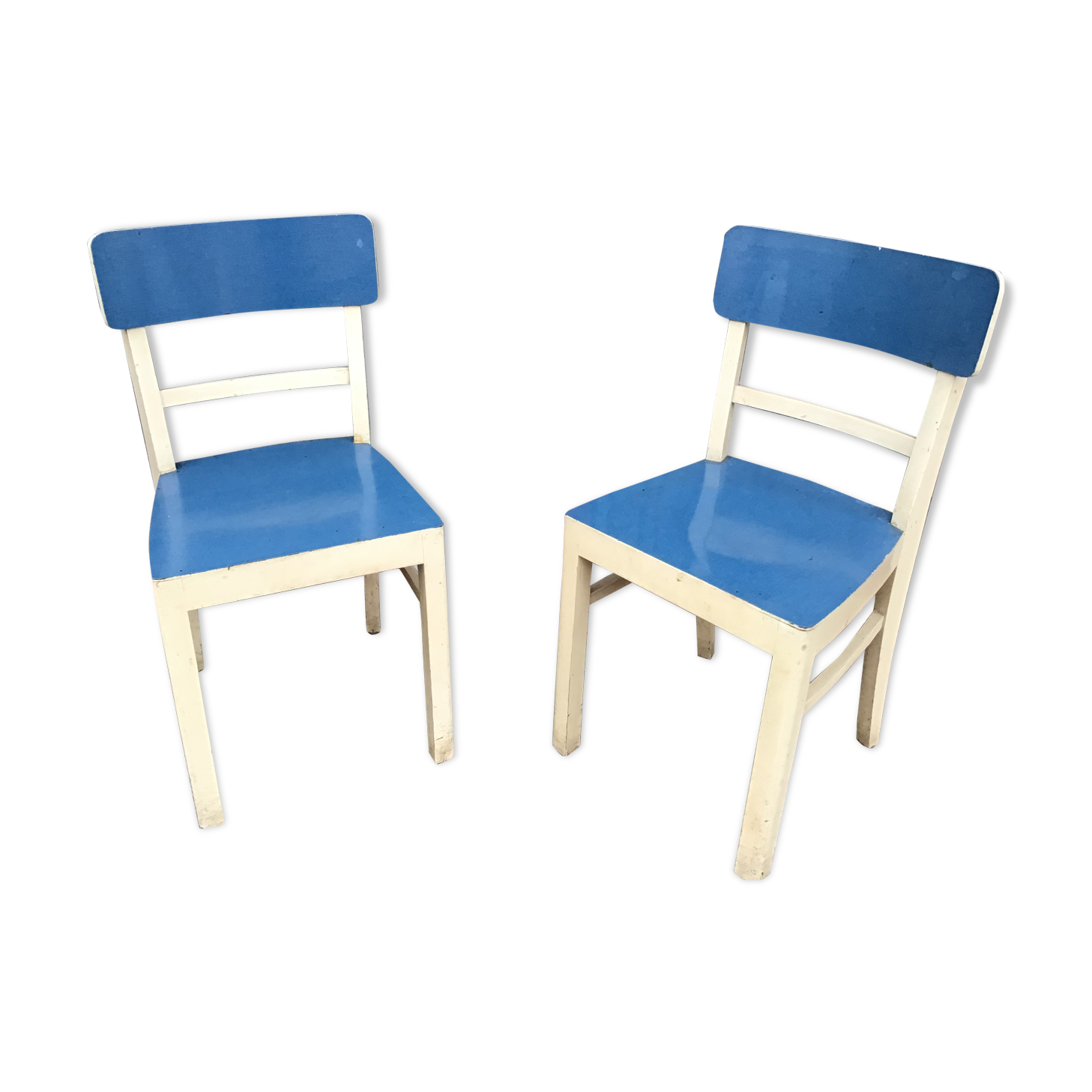 Paire de chaises en bois & formica vintage 1950