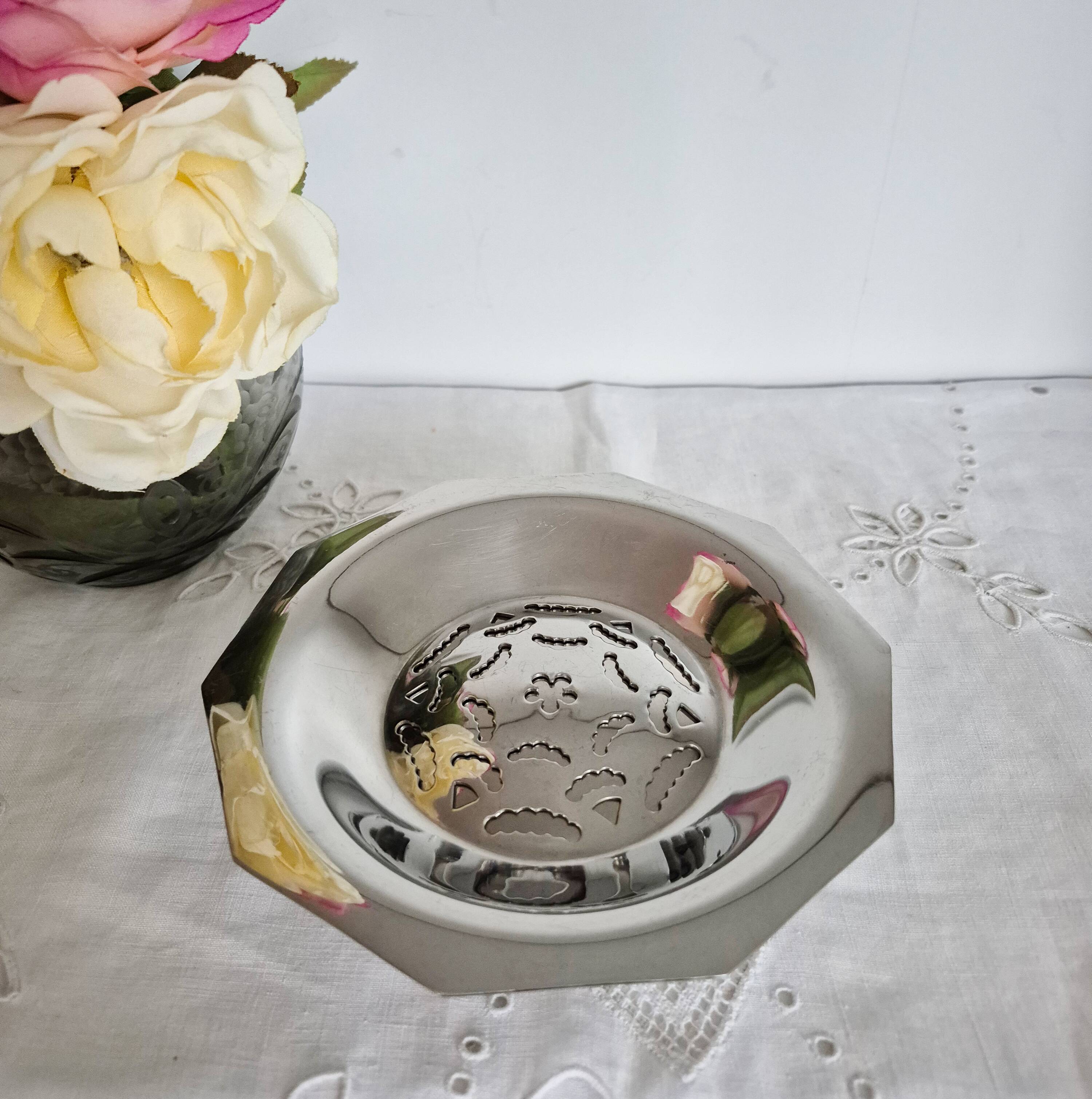 Vintage Coquillor butter dish in stainless steel