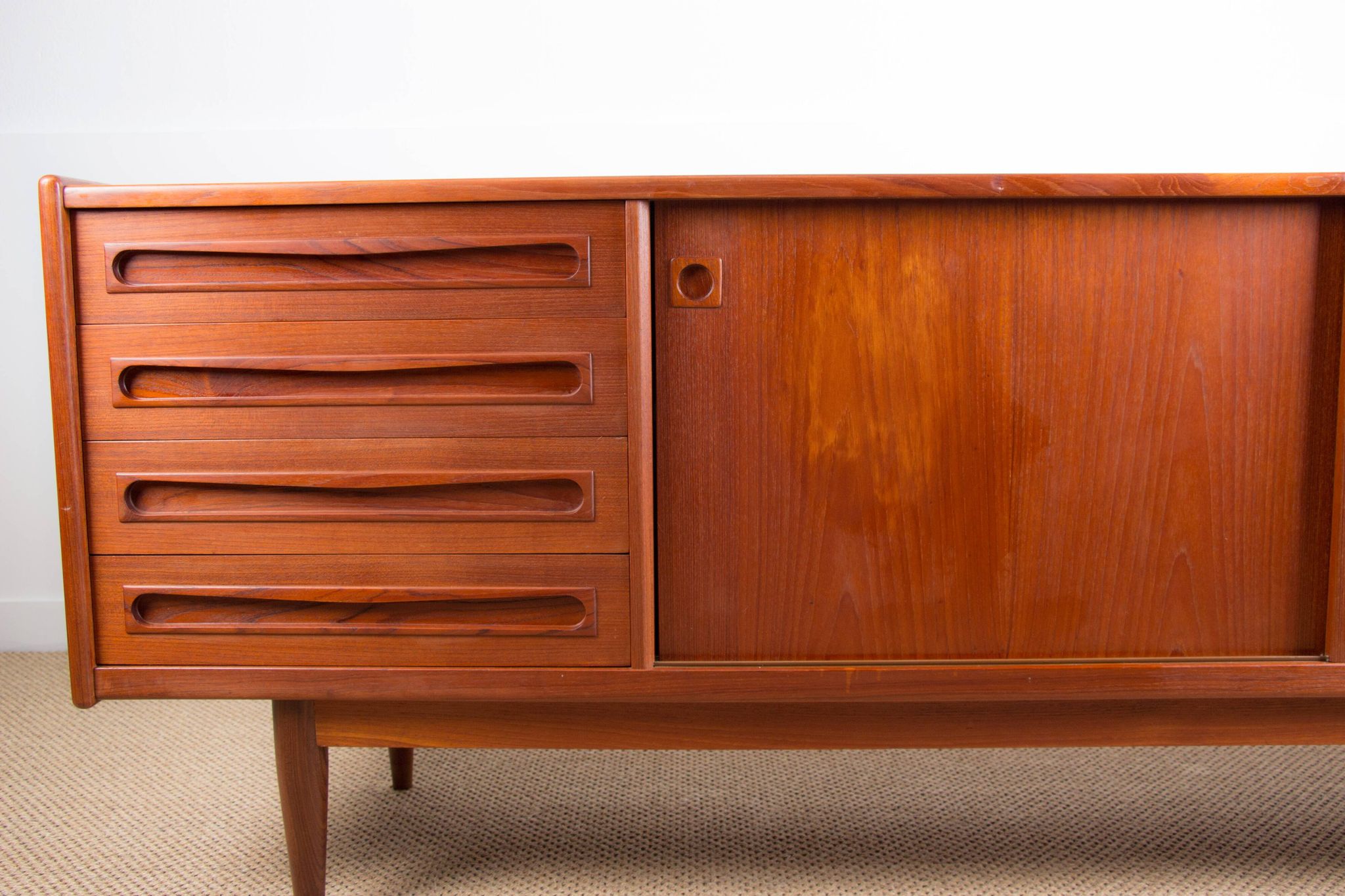 Enfilade Danoise en Teck 200 cm, modèle 31b, par Johannes Andersen 1960.