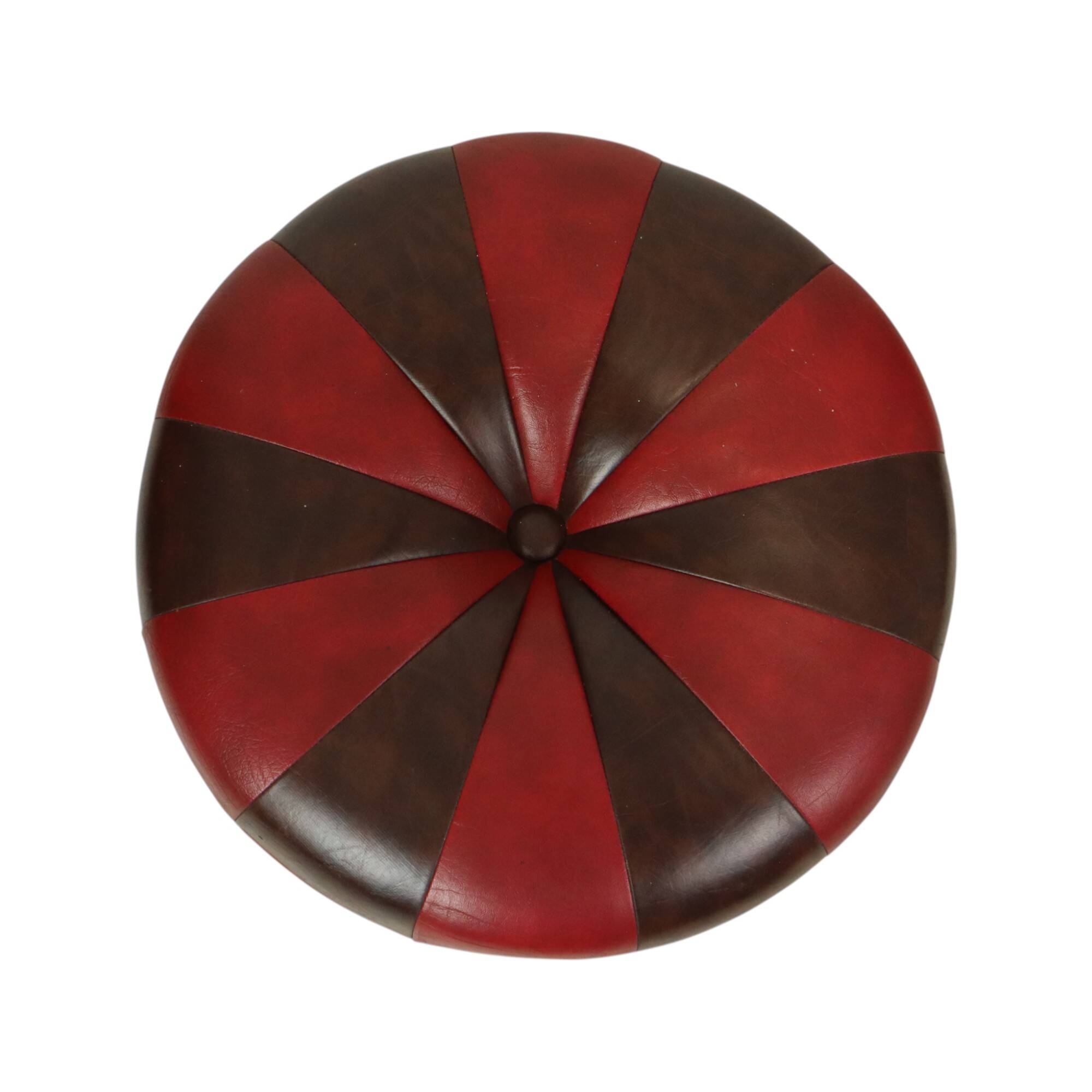 Round Vintage Pouf Brown Red Two-tone Skai Sixties