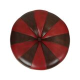 Round Vintage Pouf Brown Red Two-tone Skai Sixties