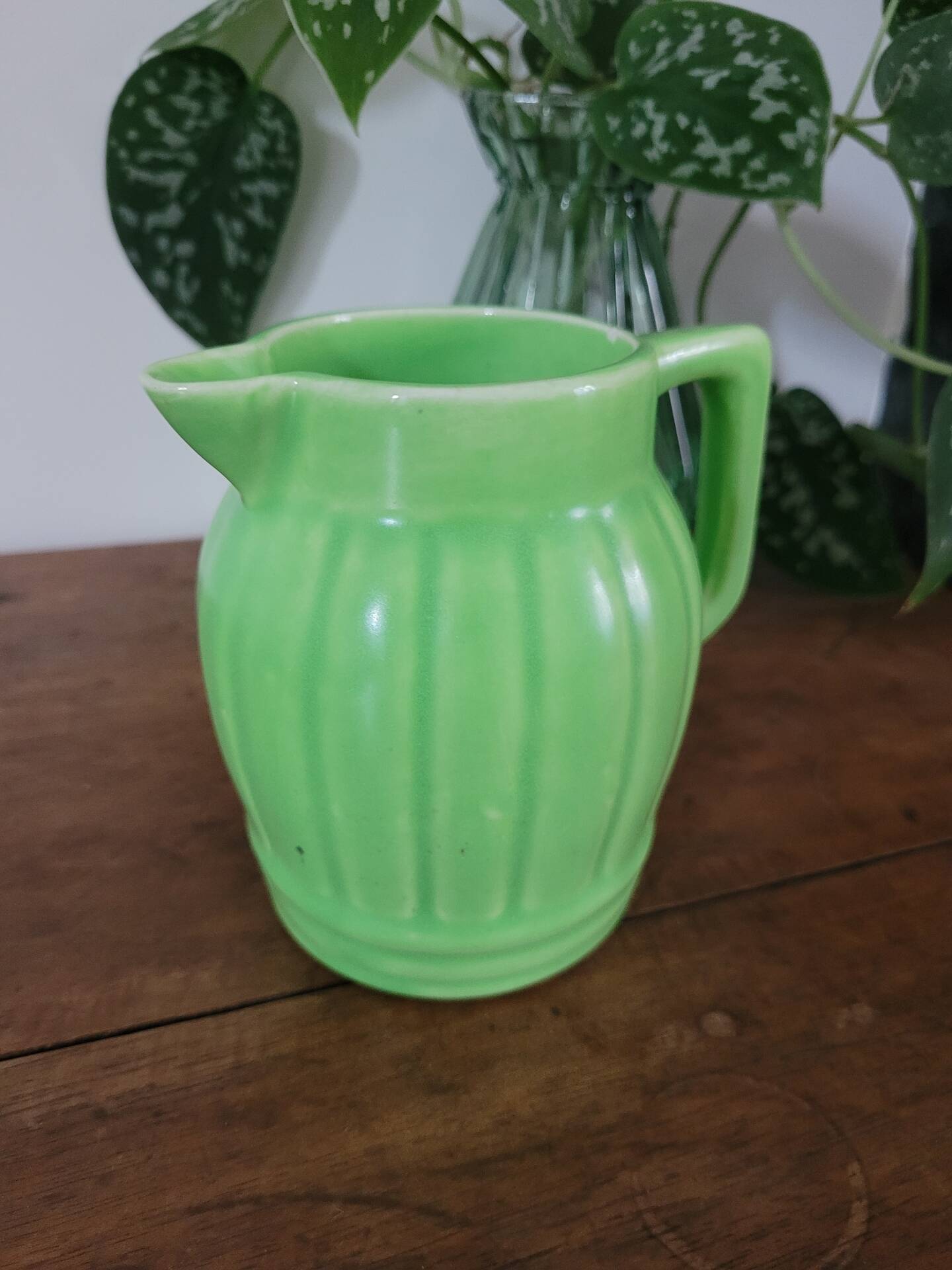 Green ceramic jug