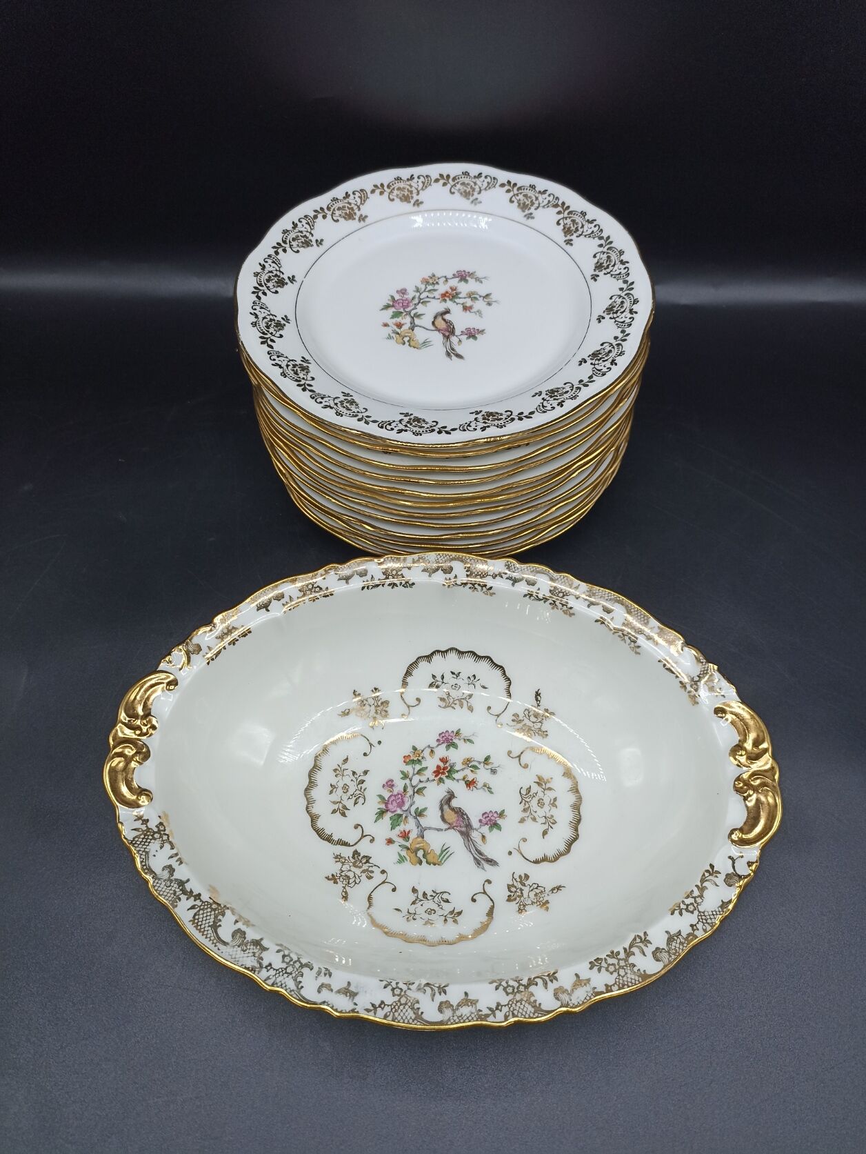 Haviland and SFP dessert service - birds of paradise