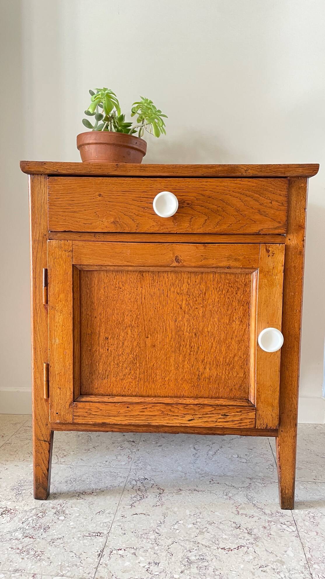 Oak bedside table from the 1950s