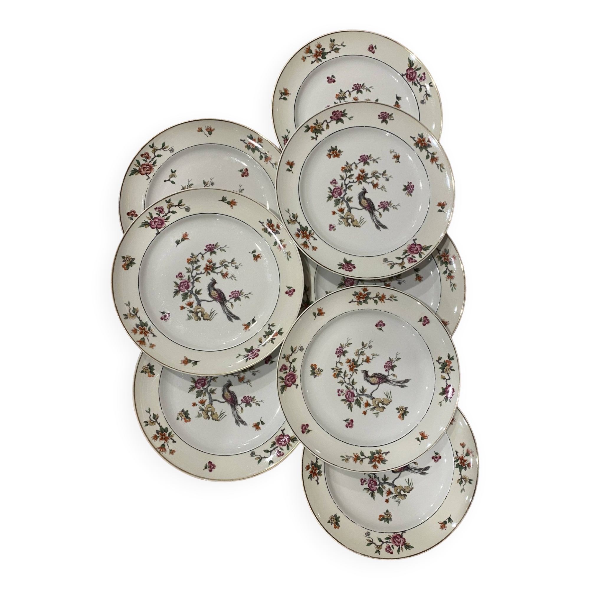 Set of 8 flat plates in Limoges porcelain