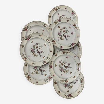Set of 8 flat plates in Limoges porcelain