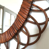 Oval rattan mirror 50 cm circa 1960