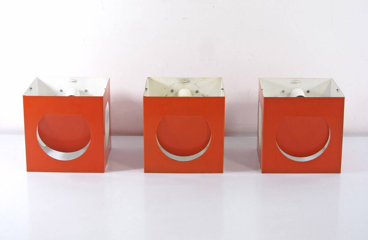 3 Stockmann Orno orange vintage Shogo Suzuki lamps
