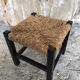 Black wood foot rest stool & vintage mulched seat
