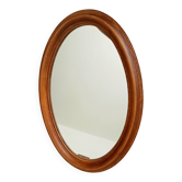 Vintage oval mirror in solid oak from the 60s/70s.