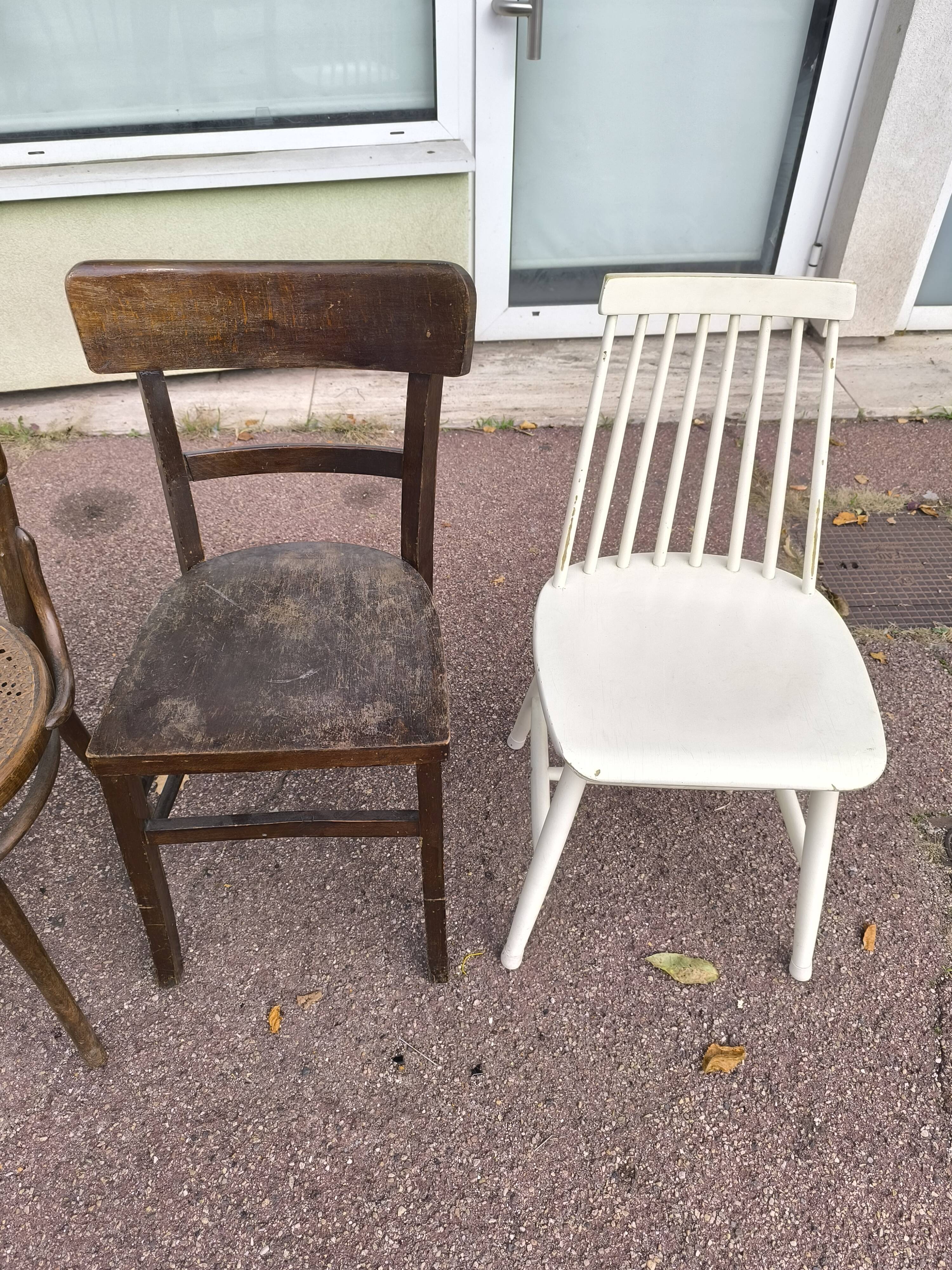 set of 6 mismatched vintage bistro chairs - wood