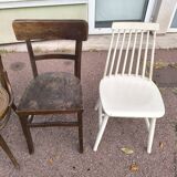 set of 6 mismatched vintage bistro chairs - wood
