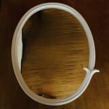 Oval mirror in vintage enameled white cast iron