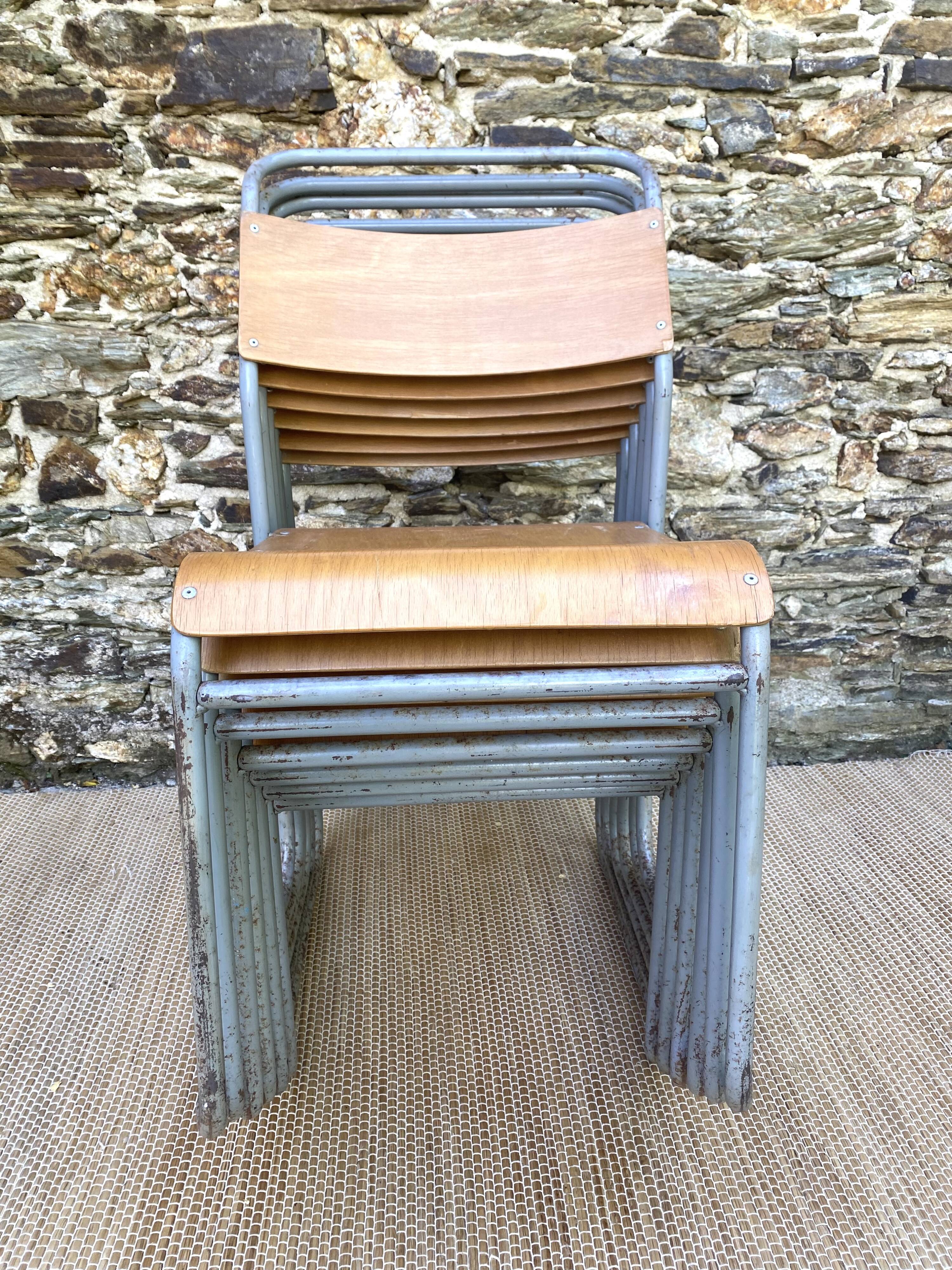 Remploy English industrial sled chairs from the 50s and 60s