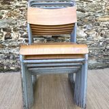 Remploy English industrial sled chairs from the 50s and 60s