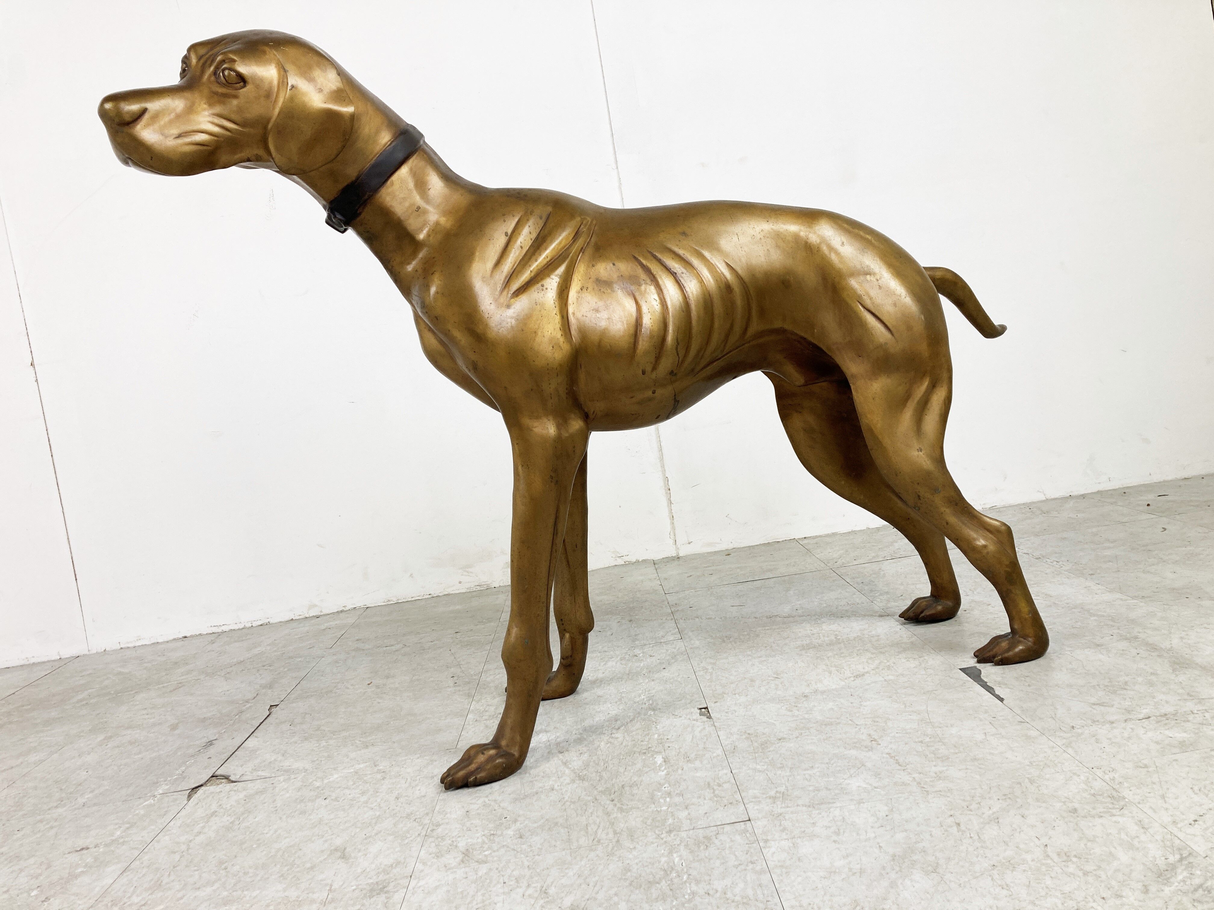 Life size brass dog sculpture, 1960s