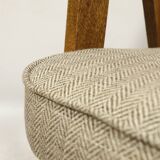 Vintage armchair rustic oak wood herringbone pattern fabric design by Chierowski