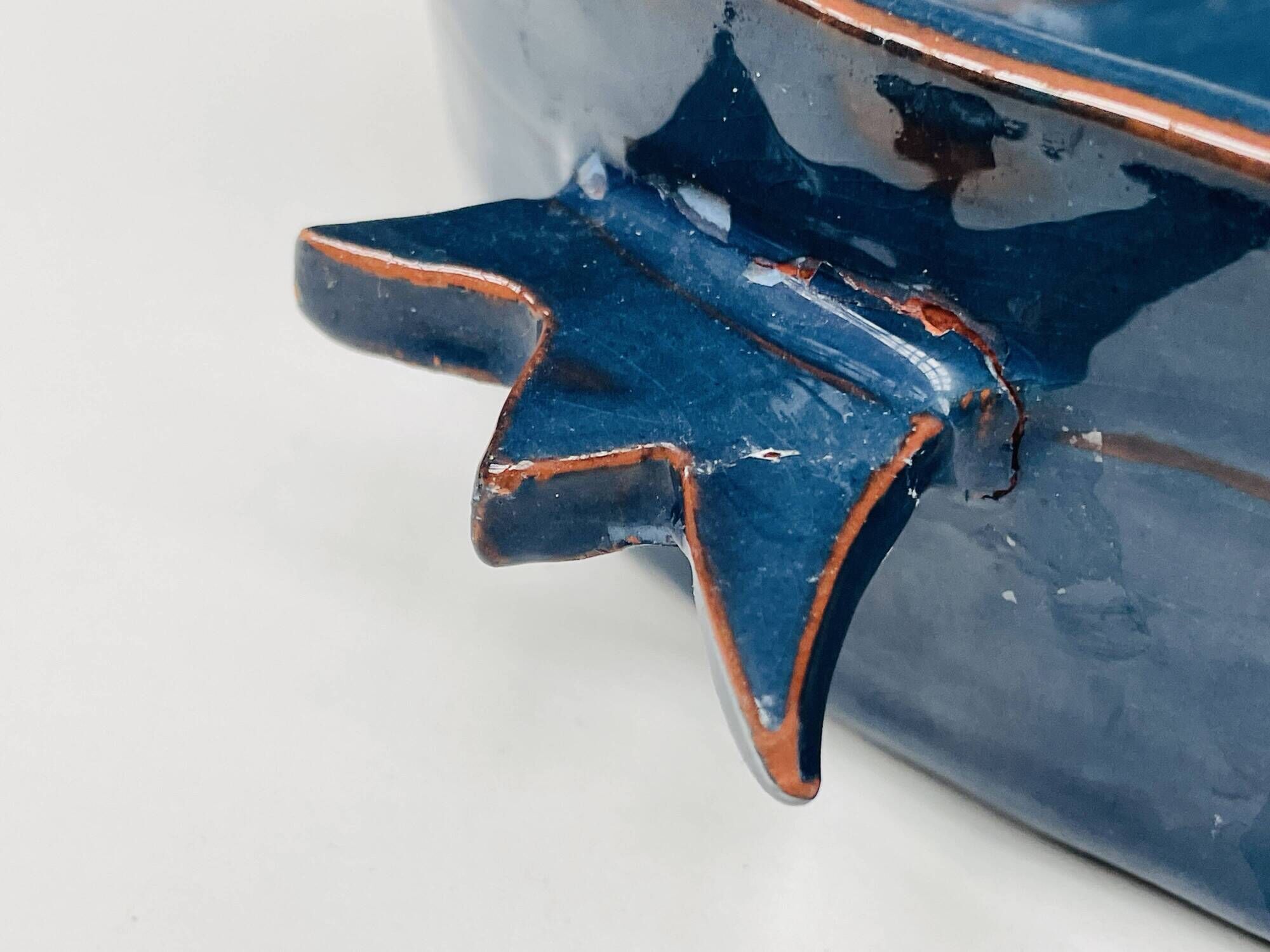 Small "Heart" dish or large blue glazed ceramic catchall.