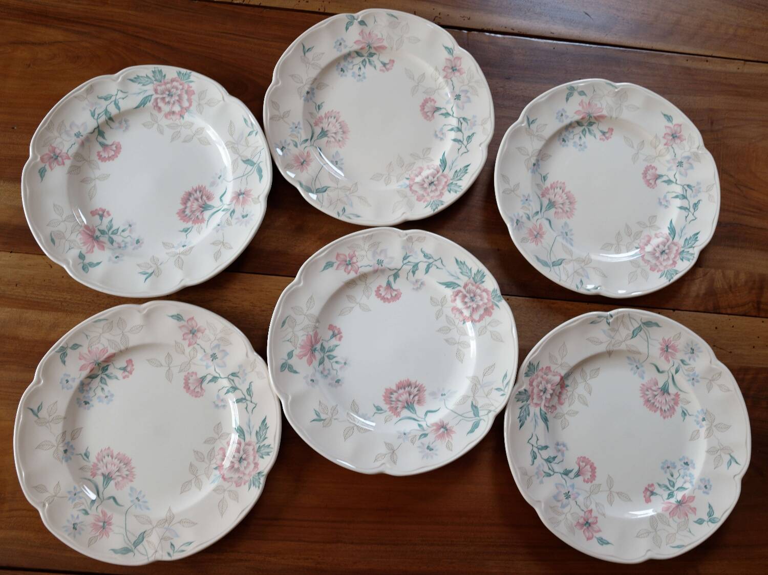 set of 6 flat plates English earthenware Johnson Brothers "Lynton"