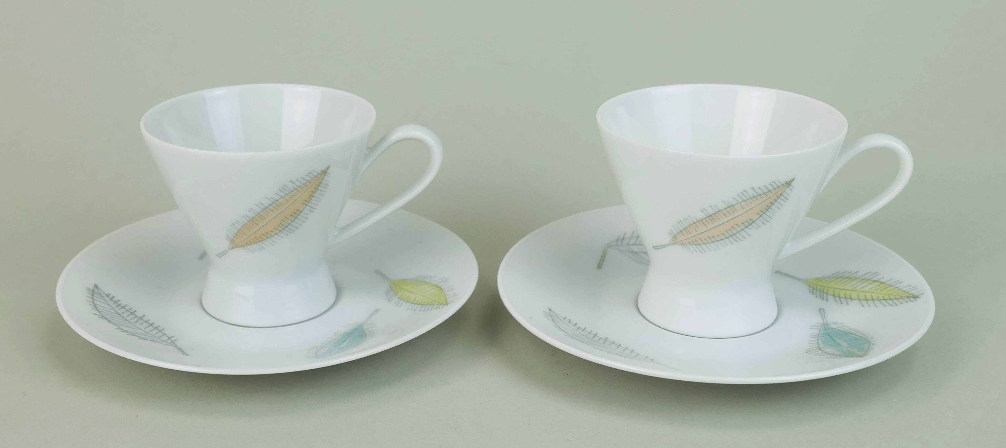 8-piece MOCHA SET rosenthal form 2000 raymond loewy decor falling leaves