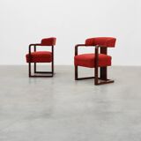 Set of Two Red Reupholstered Art Deco Chairs, Belgium ca. 1920