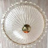 Gold metal basin pendant light with tassels - Italy