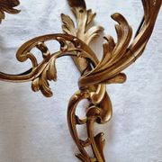Pair of vintage French wall sconces in bronze, Louis XV Rococo style.