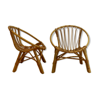 Two of the  rattan armchairs 1960