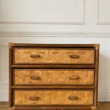 Rattan and vintage bamboo chest of drawers