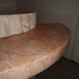 Round coffee table in fossil or mactan stone by Magnussen Ponte 1980